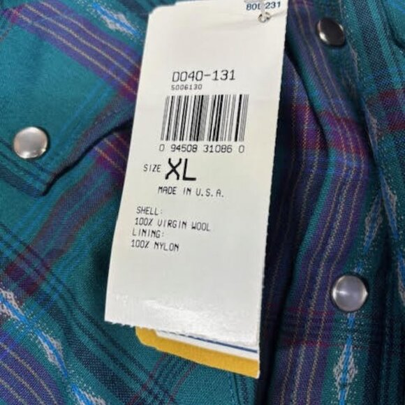 Vtg Teal Blue Purple Pendleton High Grade Western Wear Wool Shirt Pearl Snaps XL - Picture 4 of 9